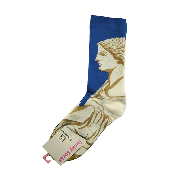 جوراب فانتزی ساق بلند طرح مینیمال یونانی برند lucky socks
